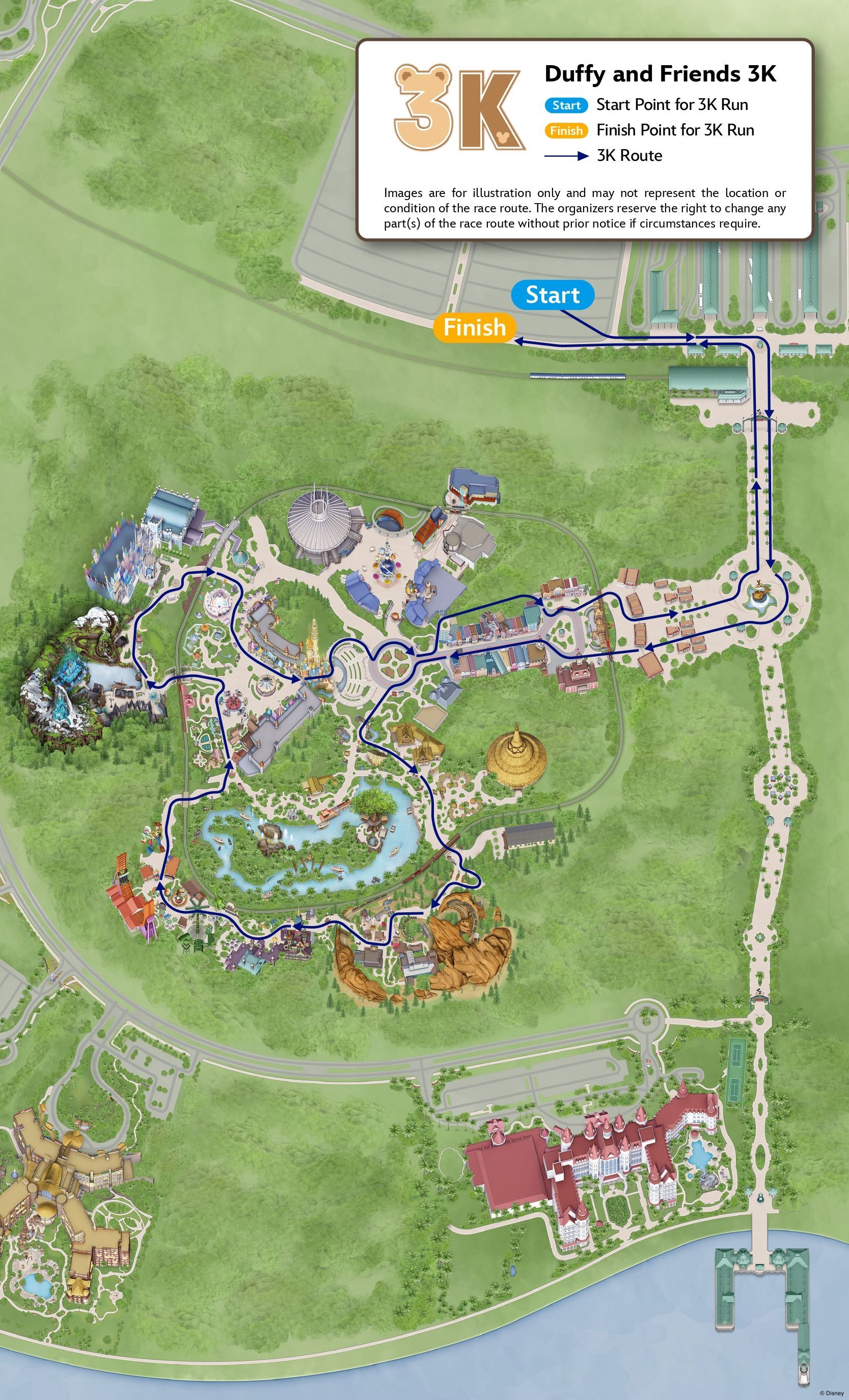 Duffy and Friends 3K Running Route Map