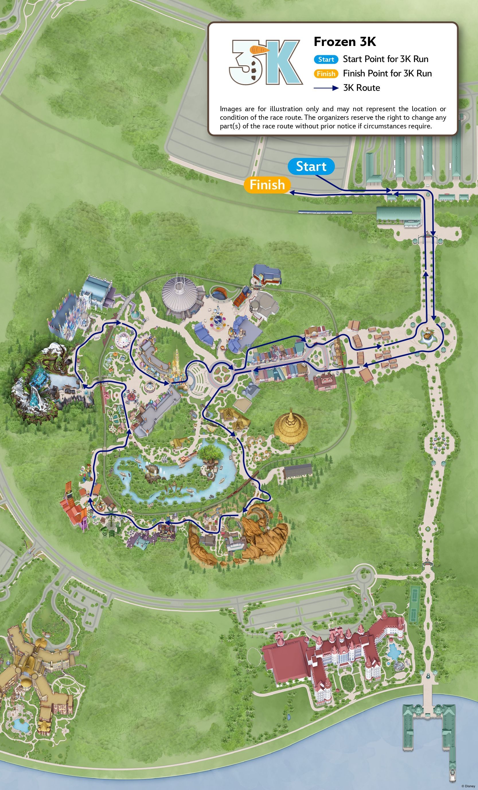 Frozen 3K Running Route Map